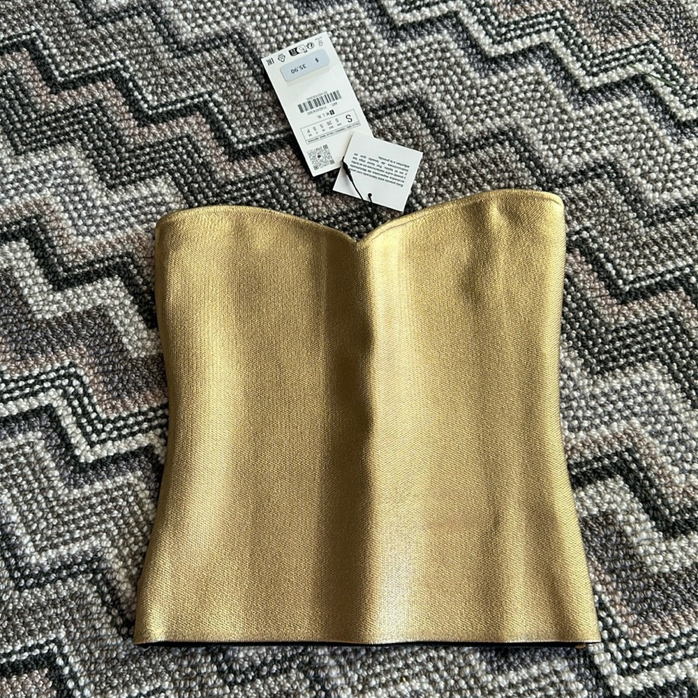 SARA coat gold tube top - BRAND NEW W TAGS - current season